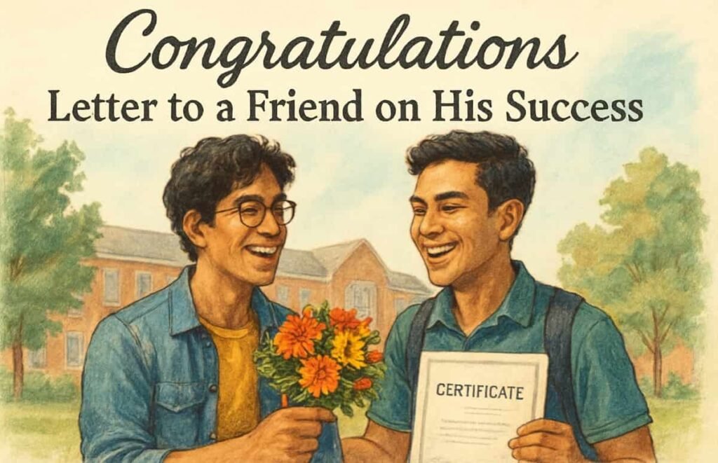 Congratulations Letter to a Friend on His Success For School, College and University