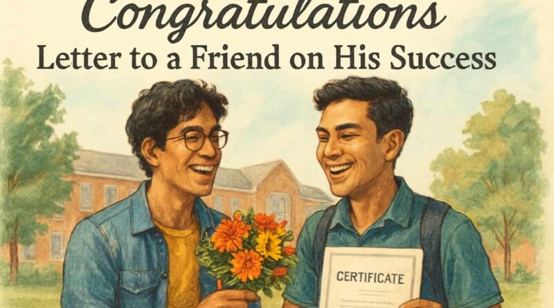 Congratulations Letter to a Friend on His Success For School, College and University