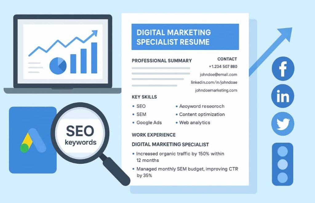 Professional Digital Marketing Resume Sample – SEO & SEM Specialist