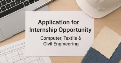Apply for Engineering Internship Application (Computer, Textile & Civil Engineering)