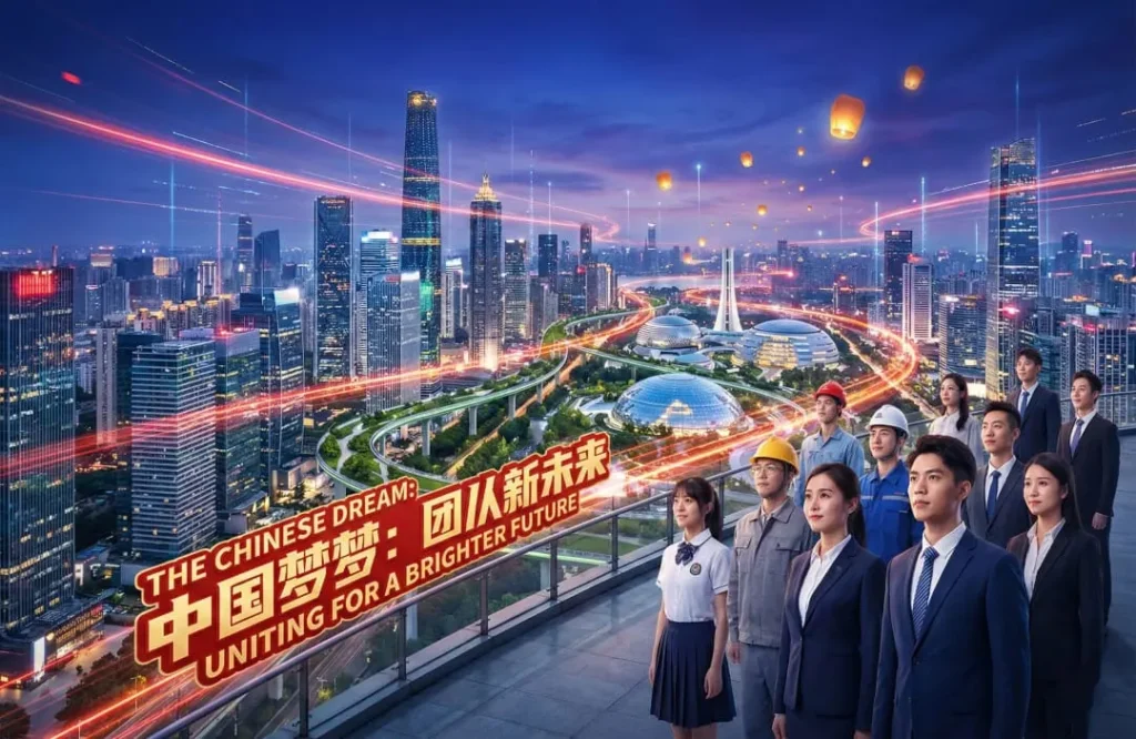 Chinese Dream timeline infographic 2012-2049 showing major milestones and development goals